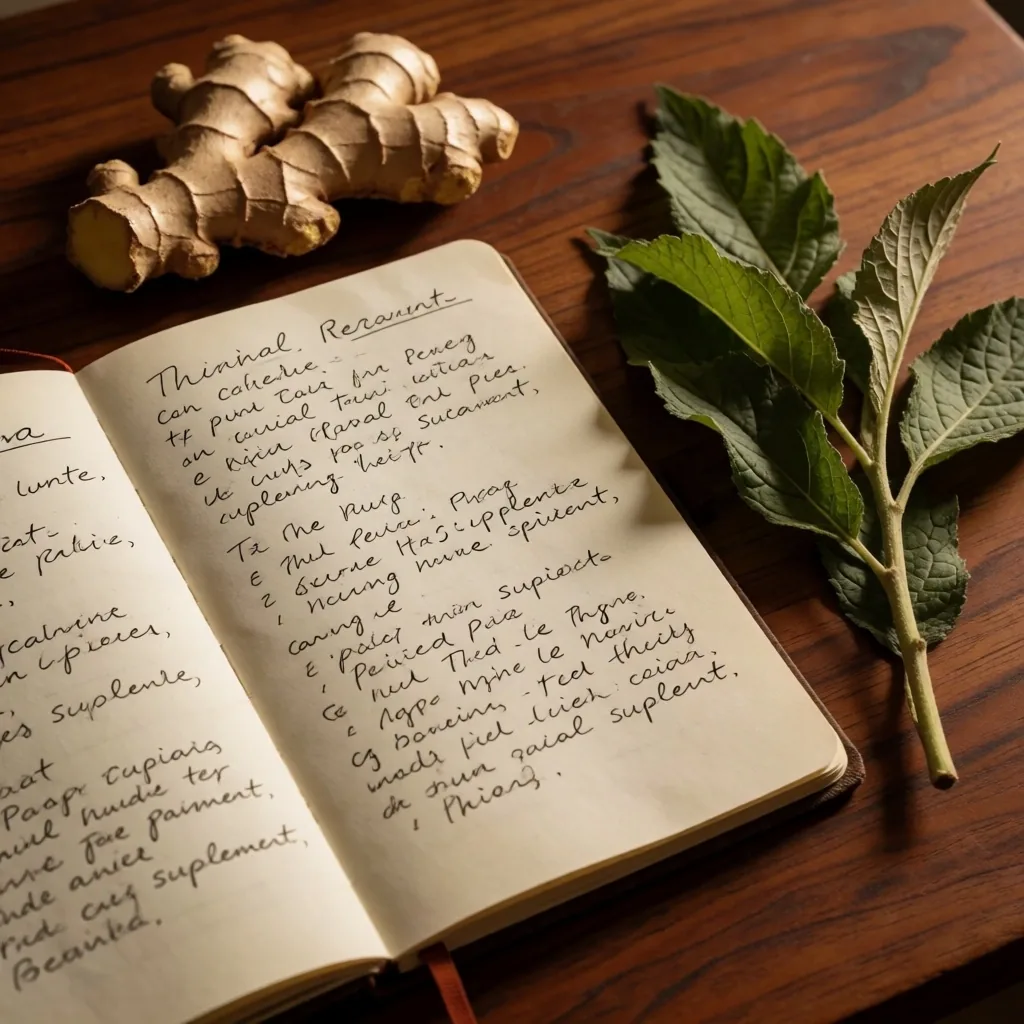 Notebook with natural supplement research notes