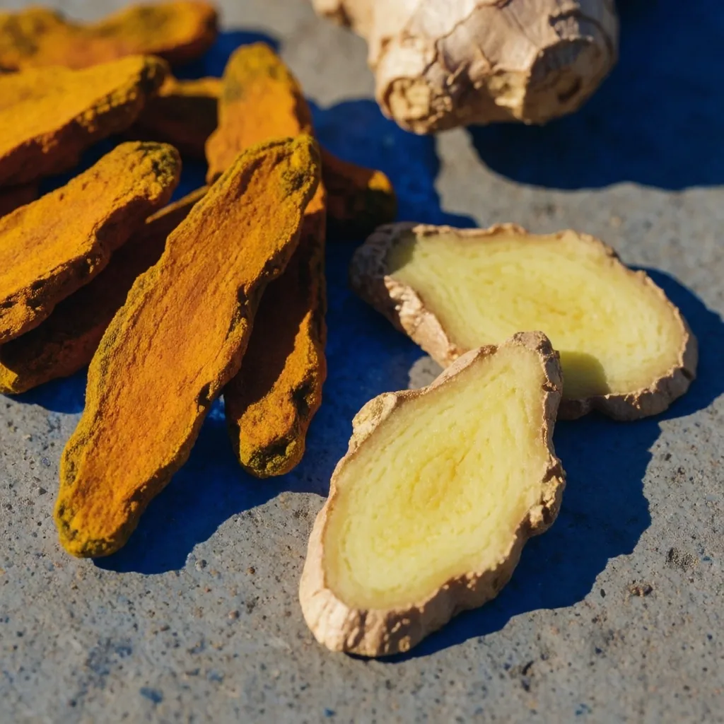 Natural supplement ingredients on a surface