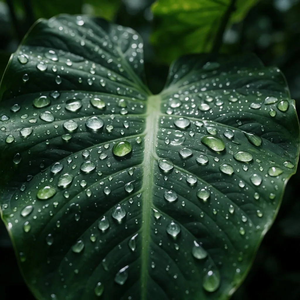 Tropical foliage after rain in Bali