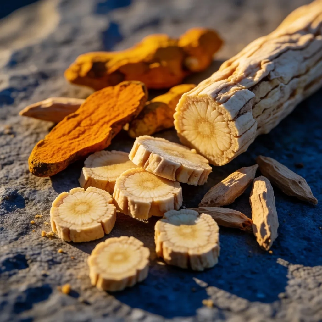 Dried botanical ingredients on stone